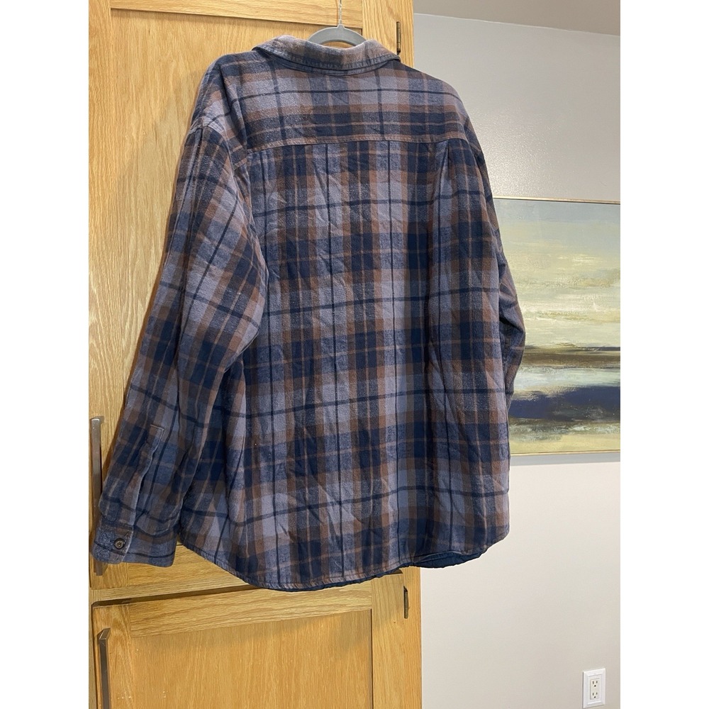 Claybrooke Outdoors Mens Blue Brown‎ Plaid Quilted Flannel Shirt Jacket Large L - Picture 4 of 5